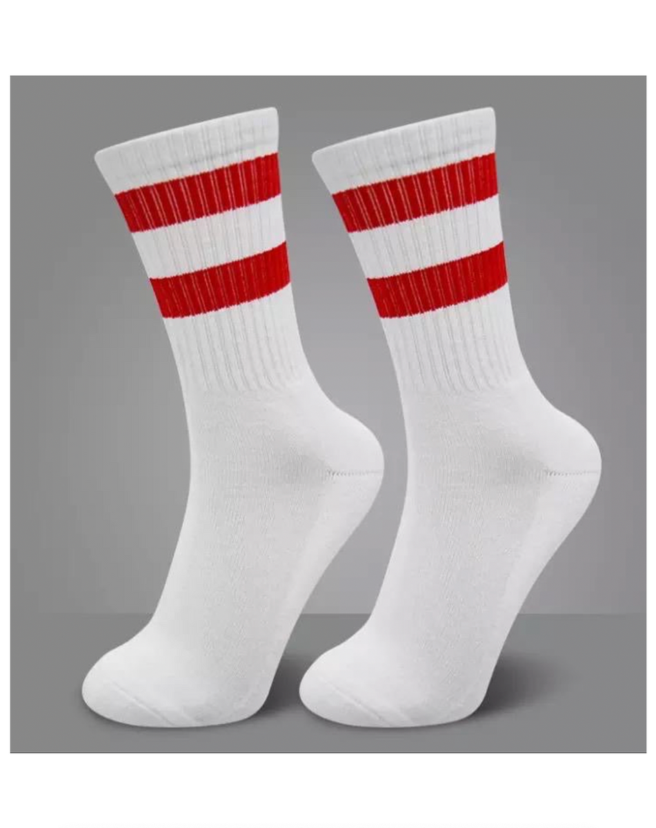 Tube socks with shop stripes